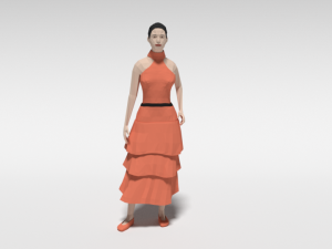low poly long dress woman 3D-Modell