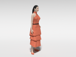 low poly long dress woman 3D-Modell