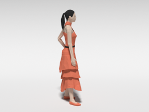 low poly long dress woman 3D-Modell