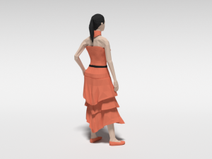 low poly long dress woman 3D-Modell