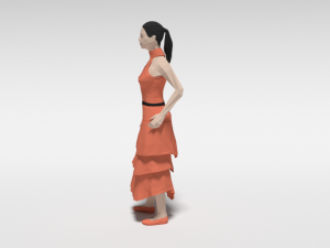 low poly long dress woman 3D-Modell