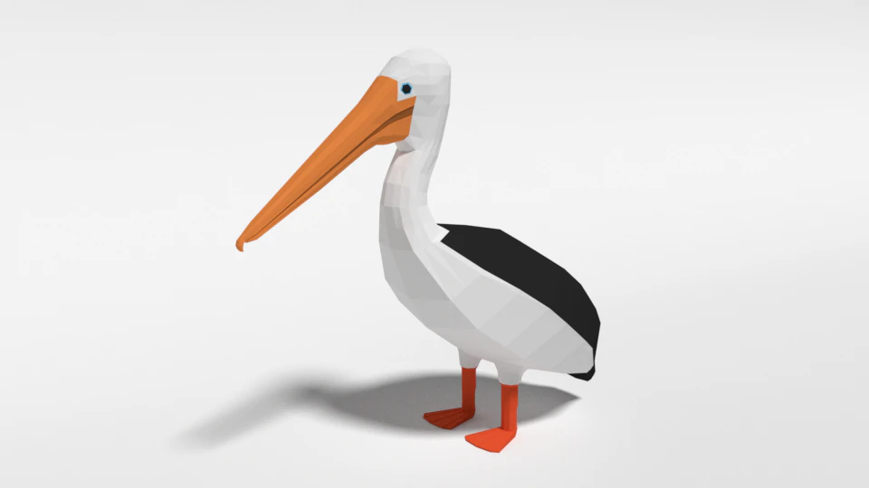 low poly cartoon pelican 3D Model .c4d .max .obj .3ds .fbx .stl .blend 