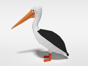 low poly cartoon pelican Modelo 3D