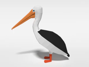 low poly cartoon pelican 3D Model