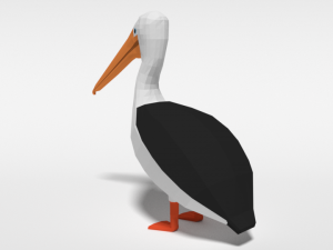 low poly cartoon pelican Modelo 3D