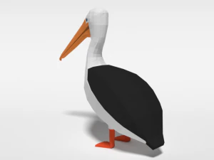 low poly cartoon pelican 3D Model
