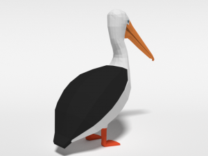 low poly cartoon pelican Modelo 3D