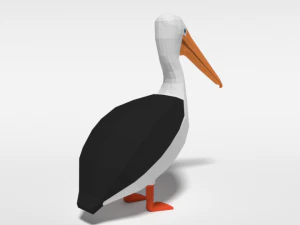 low poly cartoon pelican 3D Model
