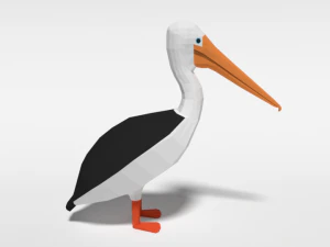 low poly cartoon pelican 3D Model
