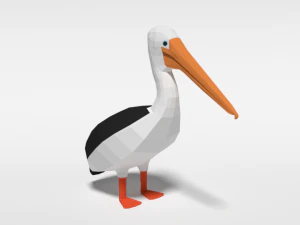 low poly cartoon pelican 3D Model