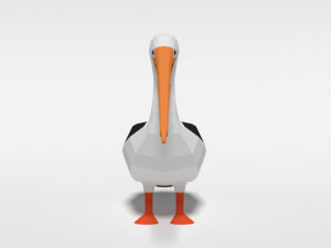 low poly cartoon pelican Modelo 3D