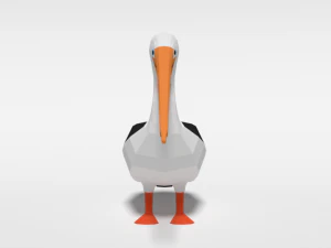 low poly cartoon pelican 3D Model