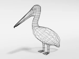 low poly cartoon pelican 3D Model