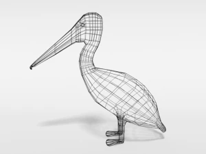 low poly cartoon pelican 3D Model