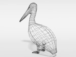 low poly cartoon pelican 3D Model