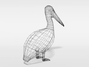 low poly cartoon pelican 3D Model