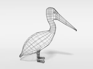 low poly cartoon pelican 3D Model
