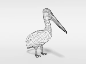 low poly cartoon pelican 3D Model