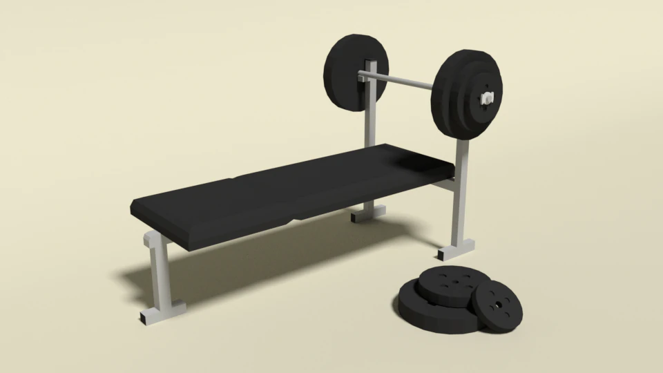 low poly cartoon weight bench 3D Model .c4d .max .obj .3ds .fbx .stl .blend 