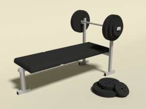low poly cartoon weight bench 3D Model