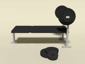 low poly cartoon weight bench Modelo 3D