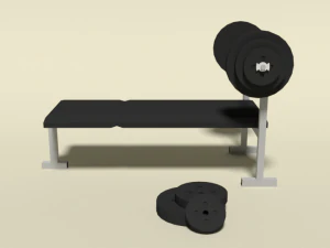 low poly cartoon weight bench 3D Model