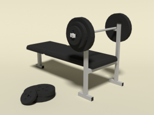 low poly cartoon weight bench Modelo 3D