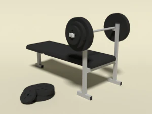 low poly cartoon weight bench 3D Model