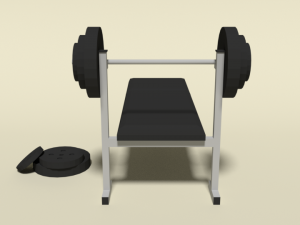 low poly cartoon weight bench Modelo 3D
