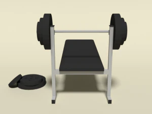 low poly cartoon weight bench 3D Model