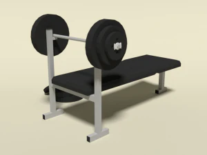 low poly cartoon weight bench 3D Model