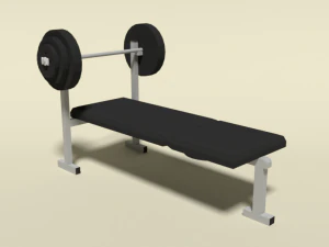 low poly cartoon weight bench 3D Model