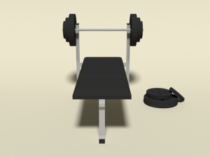 low poly cartoon weight bench Modelo 3D