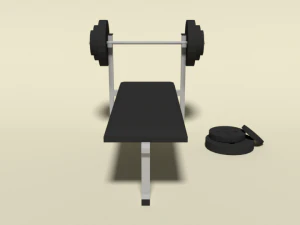 low poly cartoon weight bench 3D Model