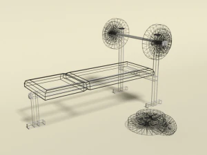 low poly cartoon weight bench 3D Model