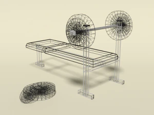 low poly cartoon weight bench 3D Model