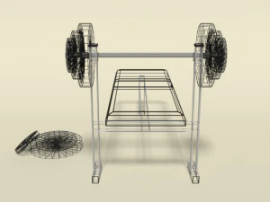 low poly cartoon weight bench 3D Model