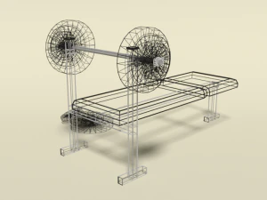low poly cartoon weight bench 3D Model