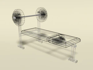 low poly cartoon weight bench 3D Model