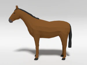 low poly cartoon horse 3D Model