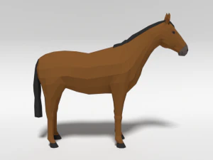 low poly cartoon horse 3D Model