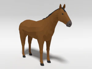low poly cartoon horse 3D Model