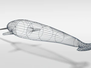 low poly cartoon narwhal 3D Model