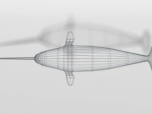 low poly cartoon narwhal 3D Model