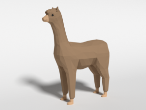 low poly cartoon alpaca 3D Model