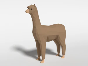 alpaca cartoon low poly Modello 3D