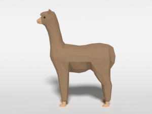 low poly cartoon alpaca 3D Model