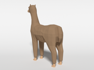low poly cartoon alpaca 3D Model