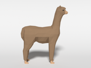 low poly cartoon alpaca 3D Model