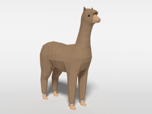 low poly cartoon alpaca 3D Model